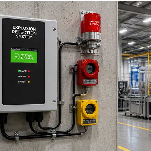 Industrial explosion detector and fire detection system for factory safety
